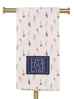 The Royal Standard Live Love Lake Kitchen Towel in Oat Set of 2 Novelty Print